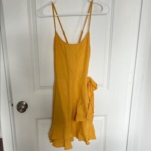 Speechless Mustard Yellow Spaghetti Strap Ruffle Dress